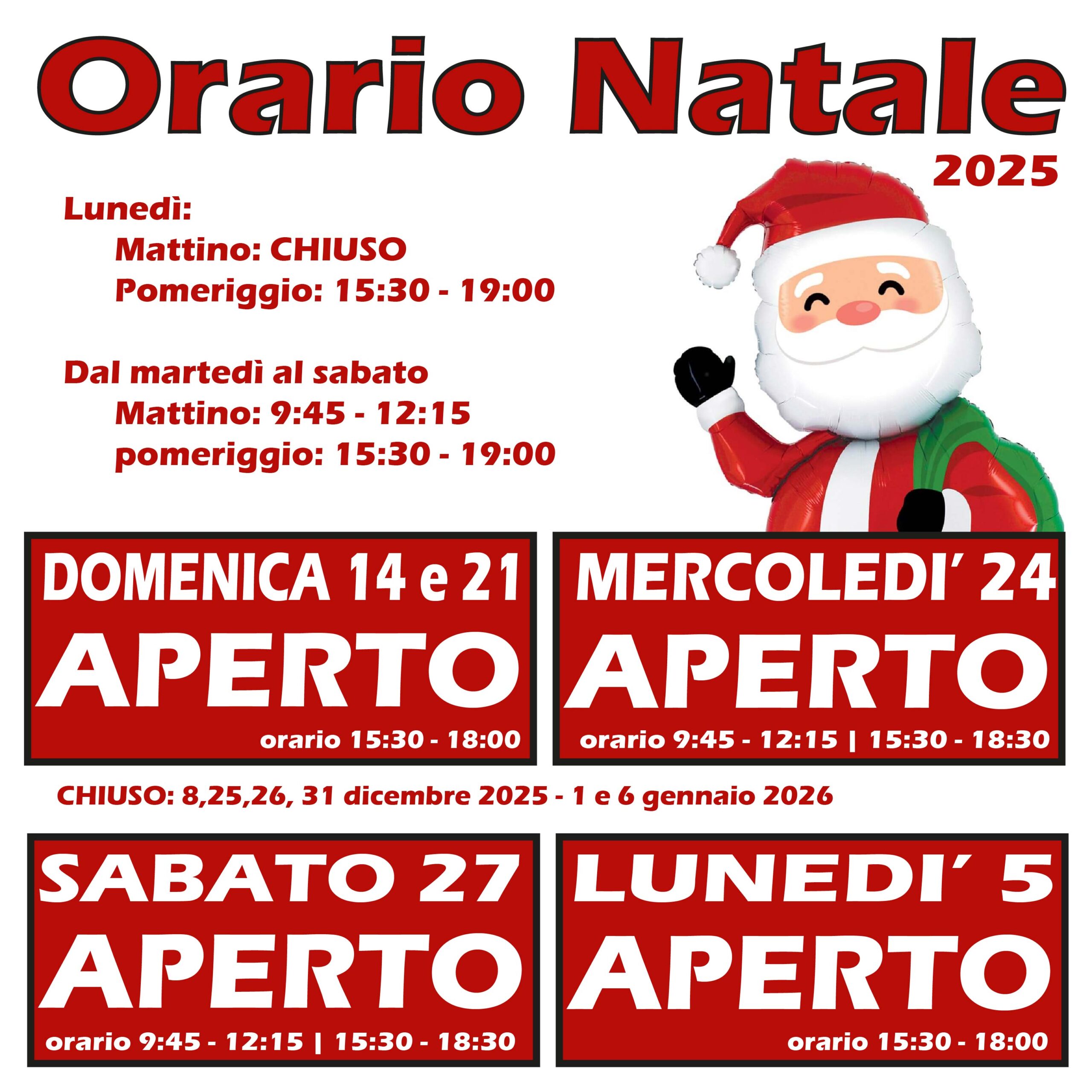 orario natale 2025