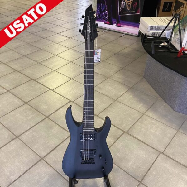 USATO JACKSON JS22-7 Dinky AH Satin Black - Chitarra elettrica 7 corde con pickup Seymour Duncan al ponte nera satinata